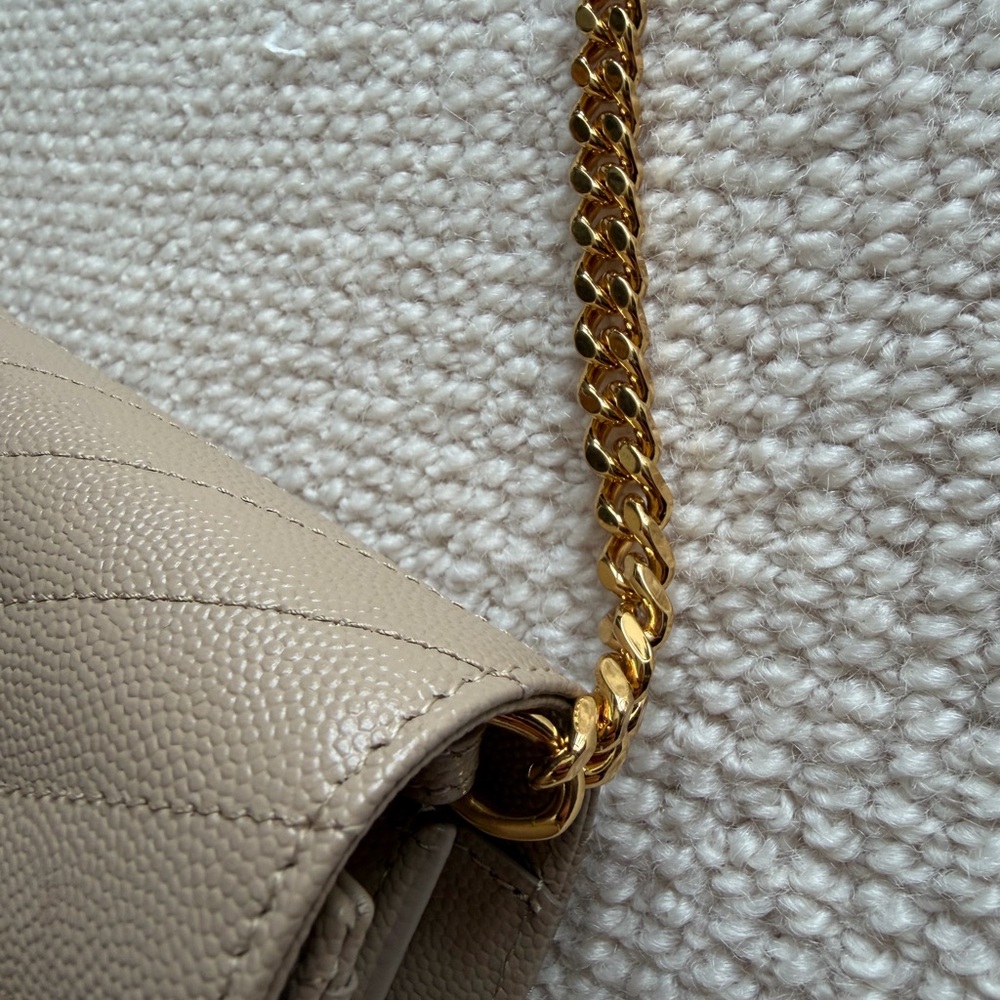 Saint Laurent Beige Quilted YSL Chain Crossbody Bag - Picture 6 of 11
